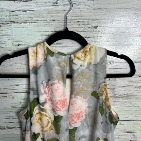 Calvin Klein floral swing midi dress gray pink size 4 - Picture 5 of 7